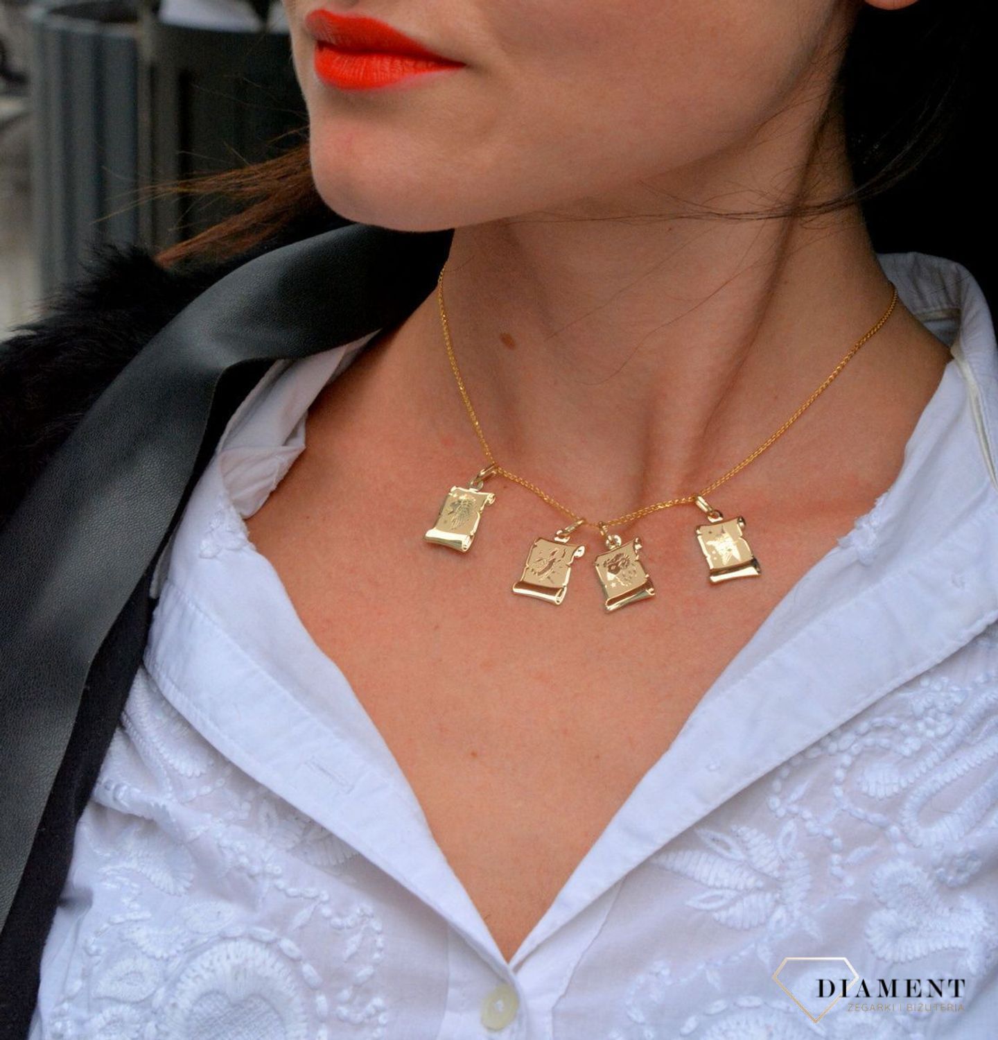 Złota zawieszka znak zodiaku Waga ..jpg